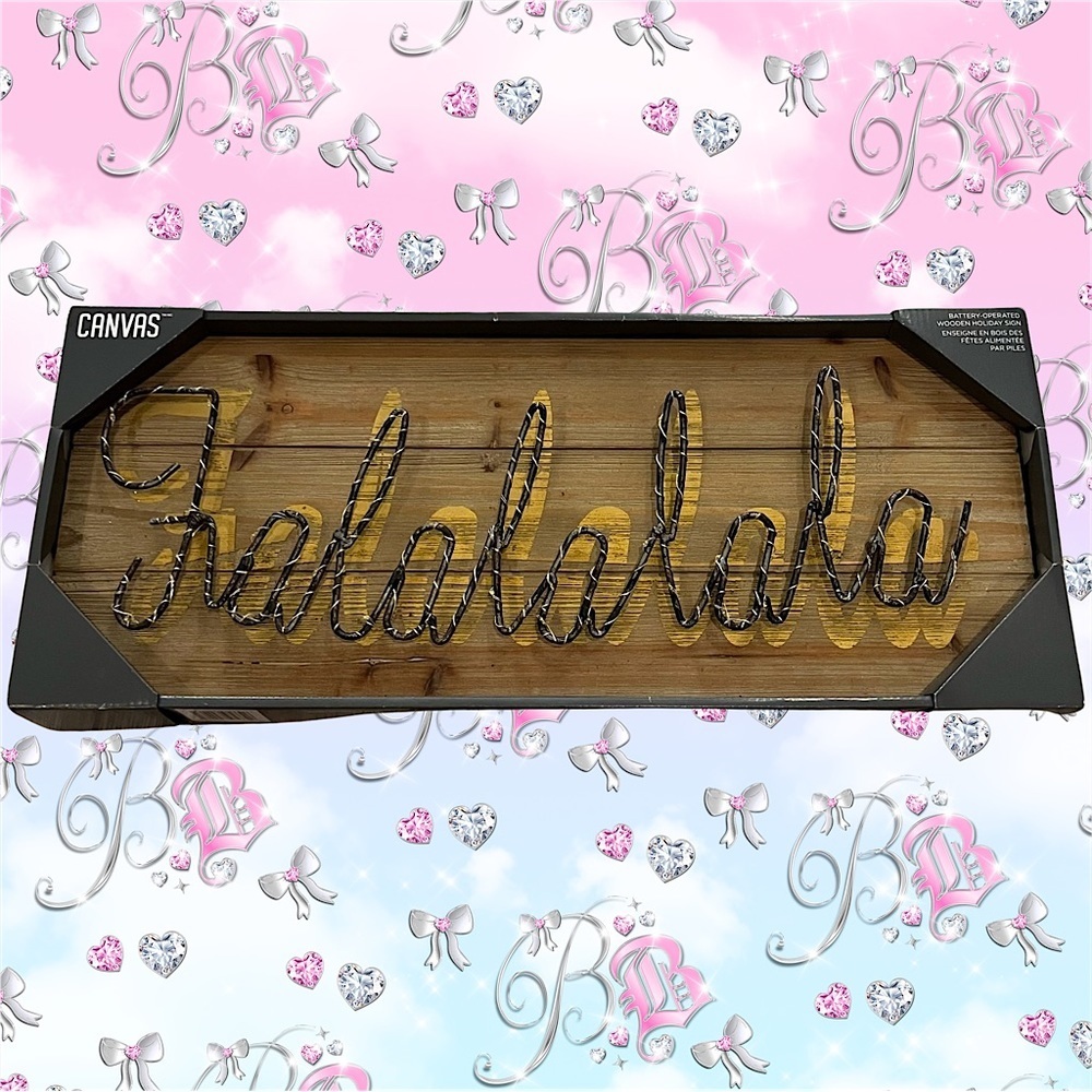 💡Wooden sign light up FALALALALA gold silver brown Christmas Xmas decor🎄💡cute